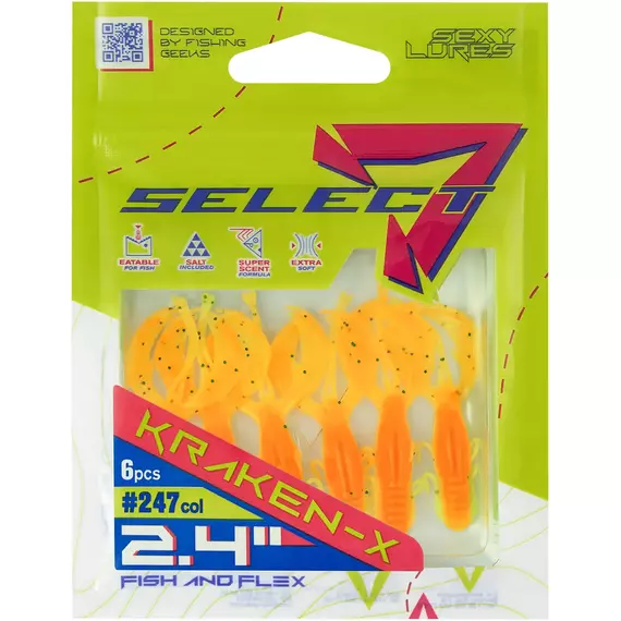 Силікон Select Kraken-X SE 2.4" #247 (6шт/уп), Довжина силікону: 2.4" (6.1 см), Колір силікону: 247, фото , изображение 2